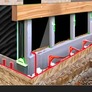 Пристенный дренаж цокольного этажа: укладка дренов ниже уровня подошвы фундамента