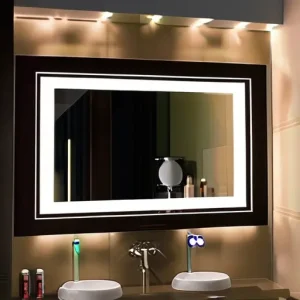 Монтаж зеркала с фоновой LED-подсветкой (Амбилайт) в ванной: скрытый вывод питания 220В и блока трансформатора
