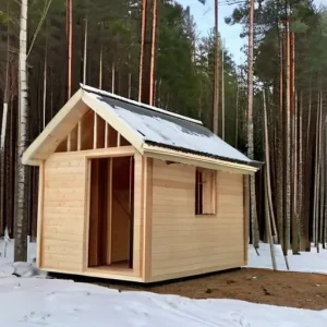 Баня из профилированного бруса: расчет усадки стен, установка обсадных коробок и использование пружинных узлов "Сила"