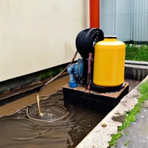 Мотопомпа бензиновая: экстренная откачка грязной воды и ила из затопленного строительного котлована